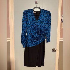 Vintage Geometric silk Dress 80s